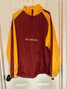 Vintage Style USC Trojans Quarter-Zip Windbreaker - Cardinal & Gold